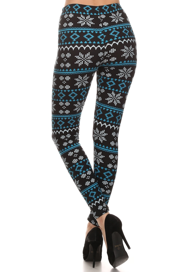 Squirrel.ly - Black/Blue Snowflake Print Leggings