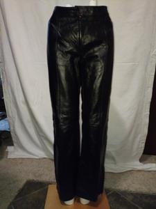 Danier Black Leather Pants with Red Inner Waistband