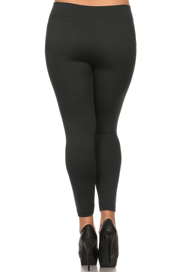 Squirrel.ly - High Rise Solid Fleece-Lined Leggings (PLUS)