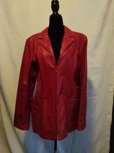 Danier Red Leather Zipper Front Jacket