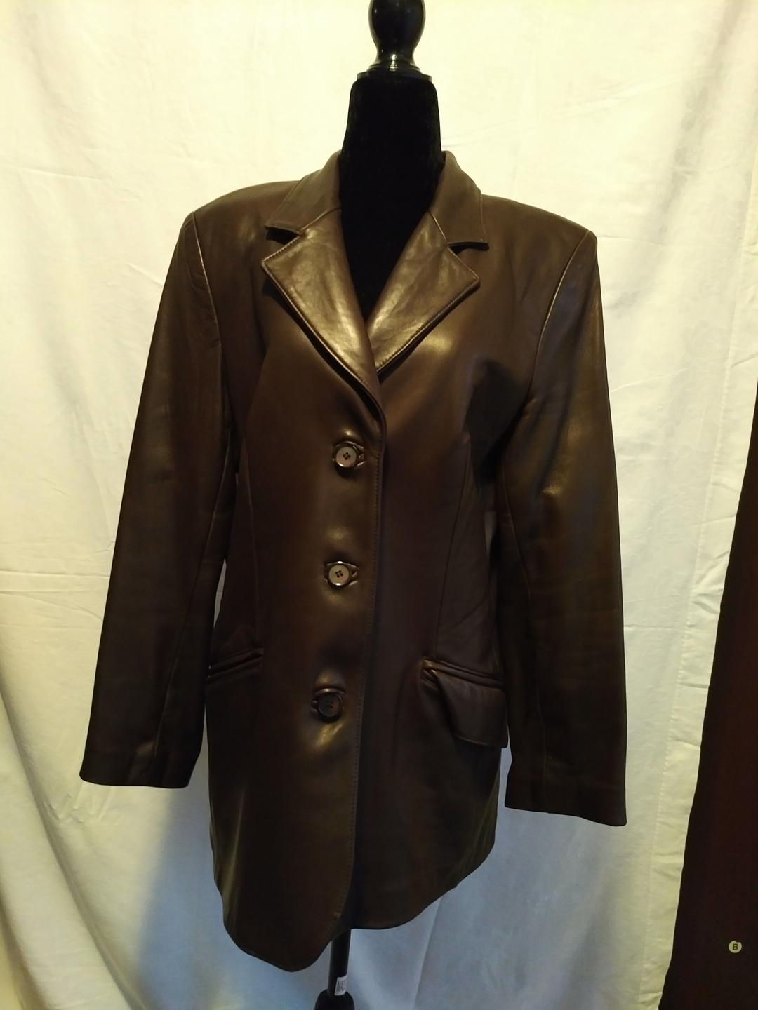 Danier Brown Leather Button Front Jacket