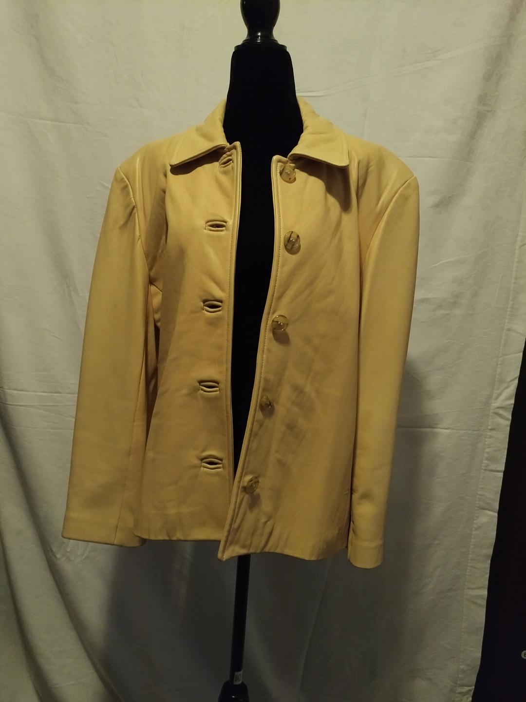 Danier Tan Leather Button Front Jacket