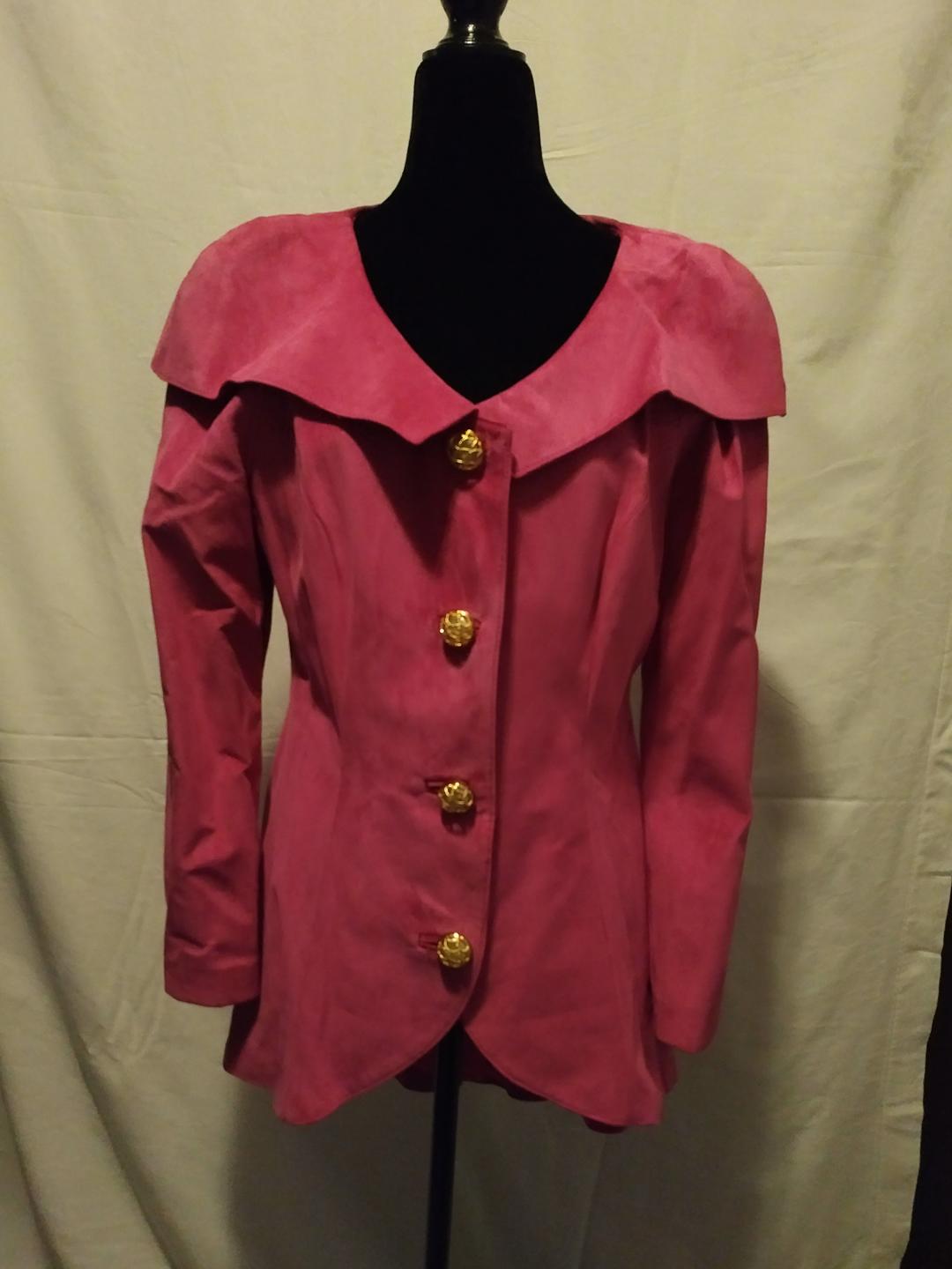 Danier Pink Suede Button Front Jacket with Collar