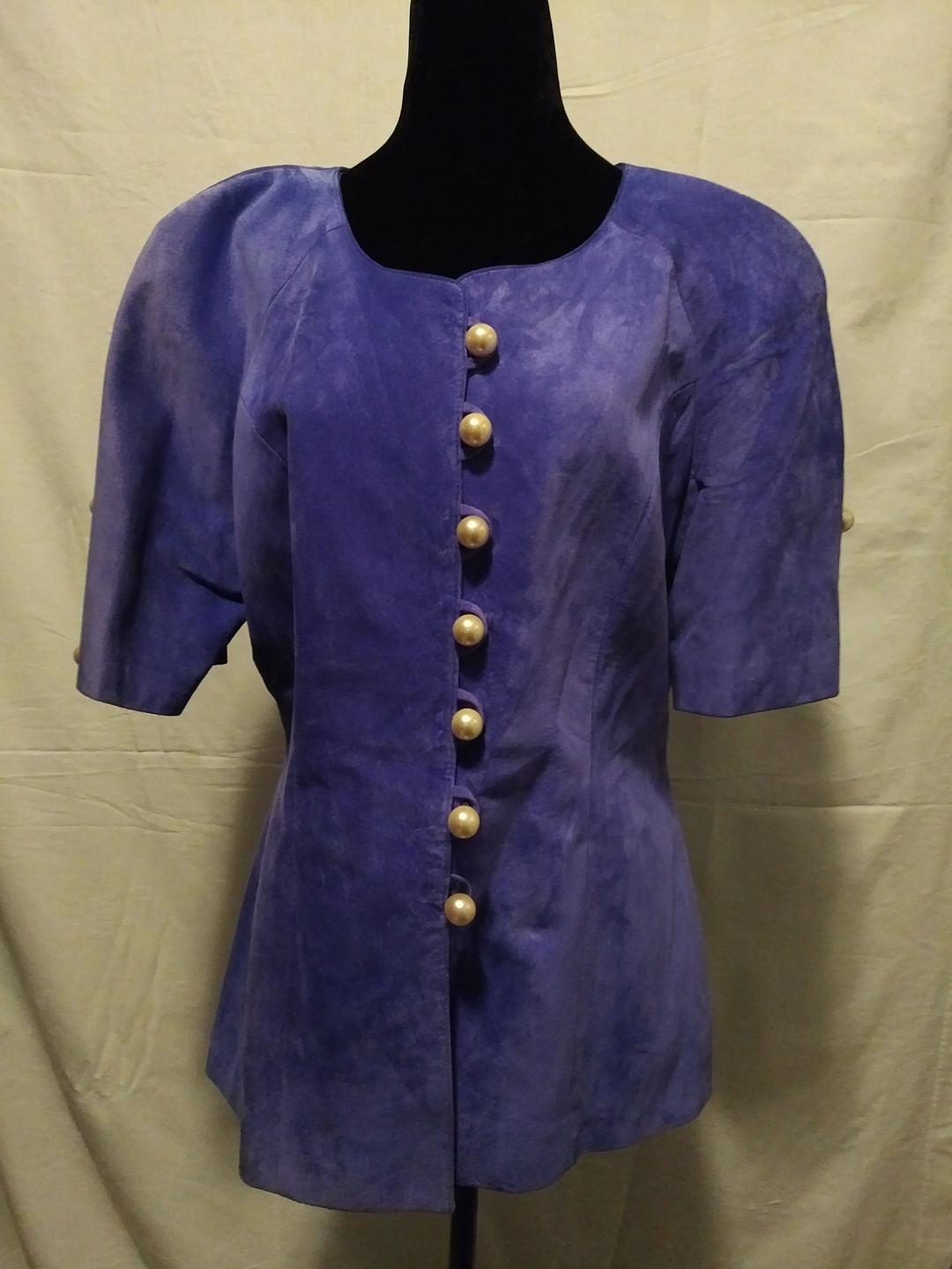 Danier Lavender Suede Short-Sleeved, Button Front Jacket