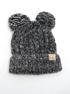 C.C. Kids Knitted Beanie with 2 Pom-poms