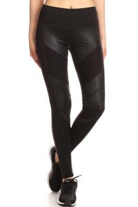 Moto Fitness Legging  w/ Mesh Pintuck Panels