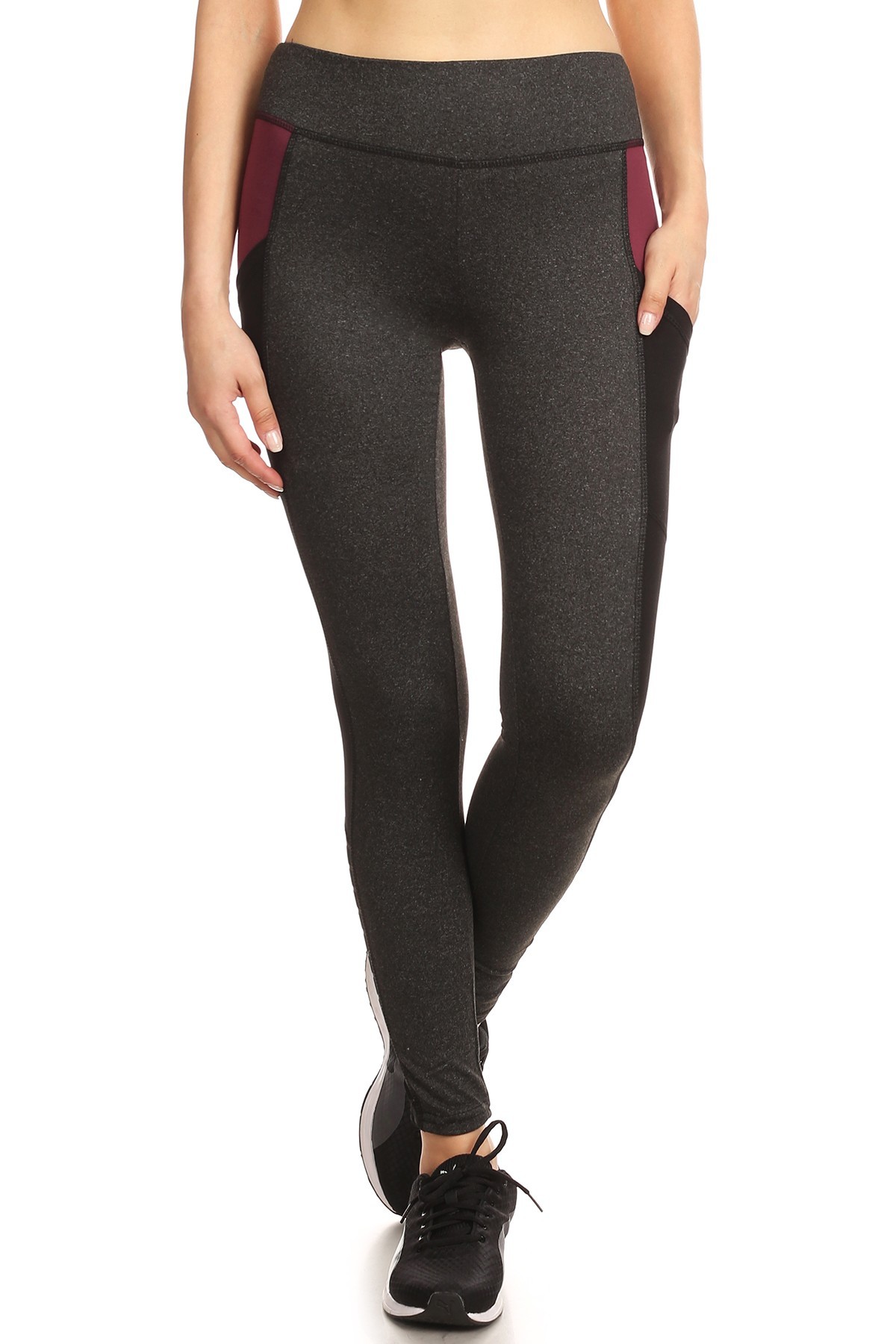 Colour Block Legging w/ Contrasting Mesh Panels