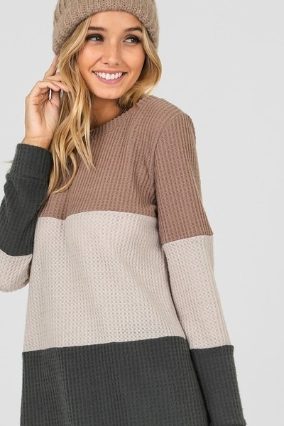 Cozy Thermal Colour Block Top