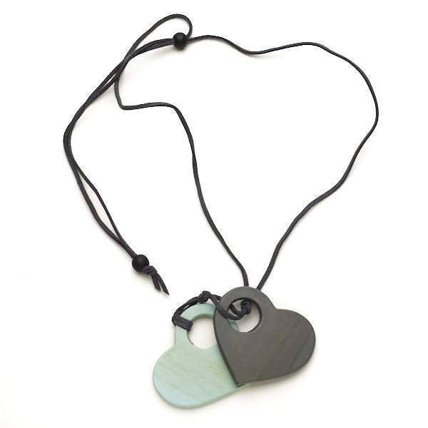 Suzie Blue Double Heart Necklace