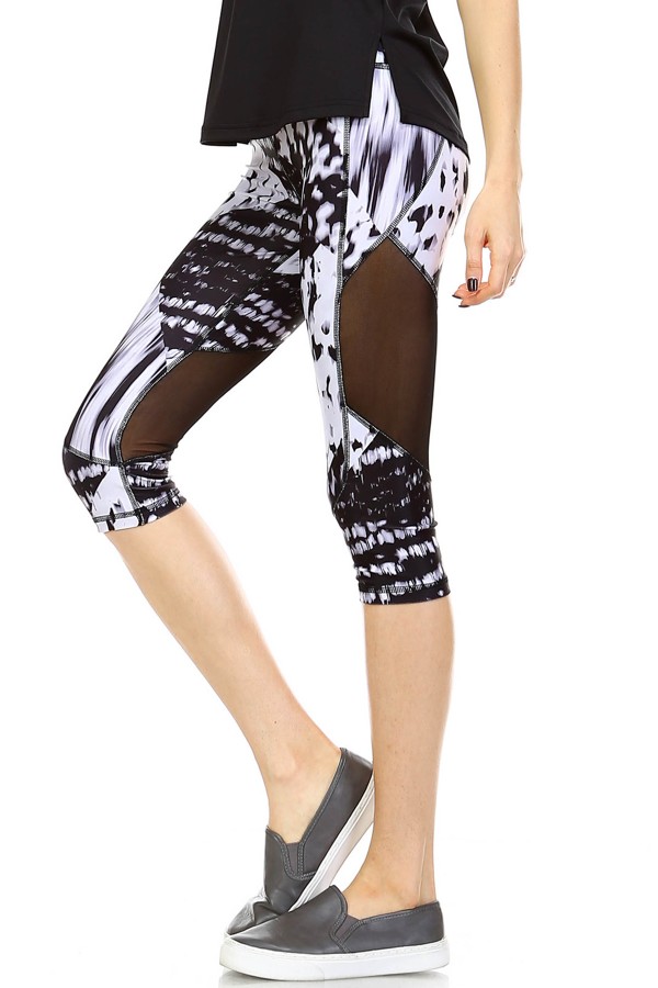 Mesh Panel Capri Leggings Style 1024