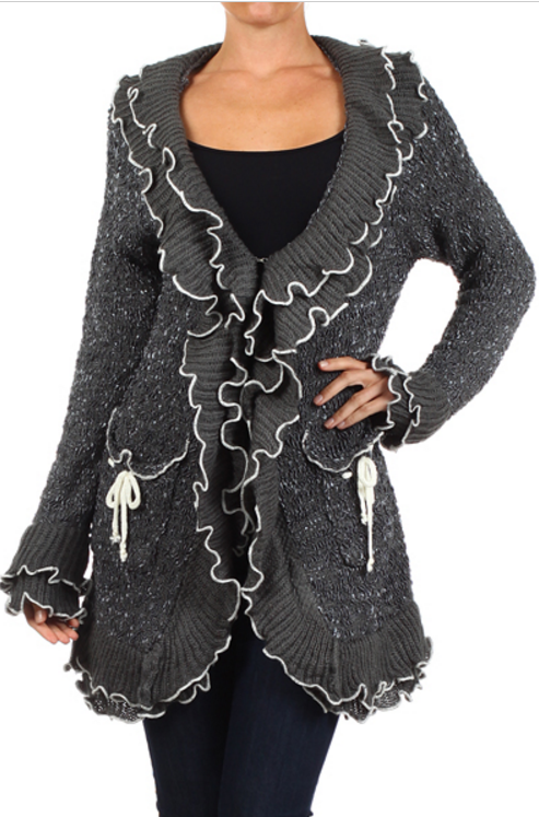 Black ruffle outlet cardigan