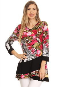 Floral Print Top with Crossover Detail