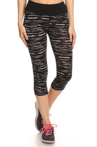 Black and White Print Cropped Athletic Leggings